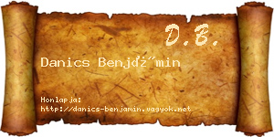 Danics Benjámin névjegykártya