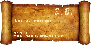 Danics Benjámin névjegykártya